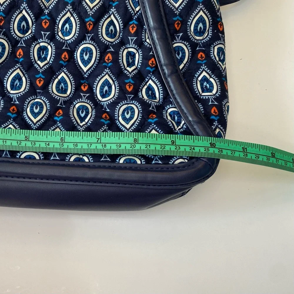 Vera Bradley Women's Trimmed Trapeze Crossbody Purse Marrakesh Motifs Bag Blue